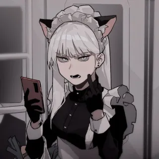 ⌛️ anime, maid, cat ears, middle finger, offensive gesture, cartoon telegram sticker