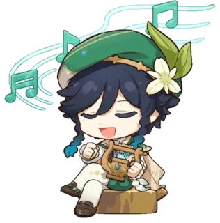 💫 Venti Genshin Impact Venti, Genshin Impact, Anime, Video game, Lyre, Musik whatsapp sticker
