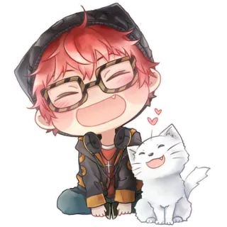 😽 anime, chibi, cute, kawaii, happy, cat, sticker telegram sticker