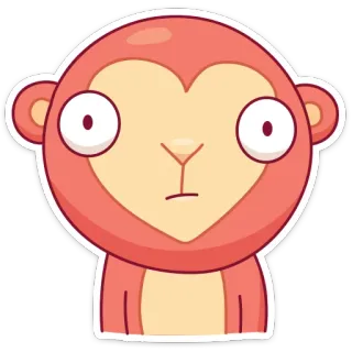 😳 małpa, zwierzę, kreskówka, naklejka, słodki, śmieszny, małpa człekokształtna whatsapp sticker