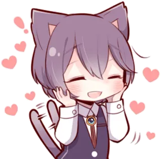 😄 chat, anime, dessin animé, sticker, mignon, kawaii, amour, coeurs telegram sticker