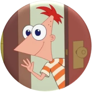 👋 Phineas Phineas and Ferb cartone animato, sorridente, che saluta, bambini, rossa whatsapp sticker