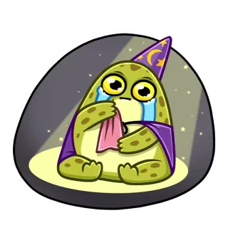 😭 frog, wizard, crying, sad, magic, sticker telegram sticker