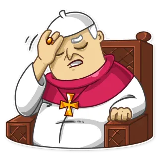 😣 pope, cartoon, upset, religious figure, exasperated telegram sticker