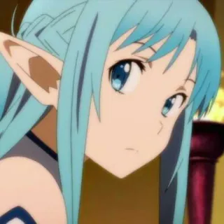 🌧 Asuna Sword Art Online 애니메이션, 소녀, 파란 머리, 캐릭터, 엘프, 소드 아트 온라인, 아스나 telegram sticker