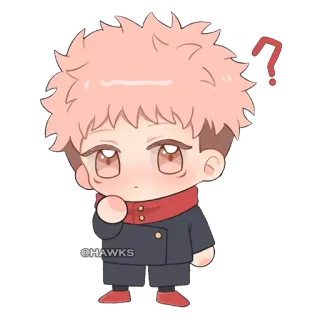 ❓ @HAWKS Anime, Chibi, Frage, Cartoon, Fanart telegram sticker