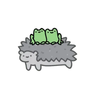 🦔 ếch, nhím, động vật, dễ thương, hoạt hình, kawaii, lưỡng cư, động vật có vú telegram sticker