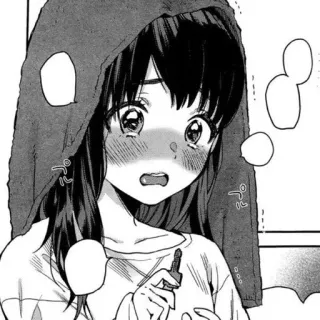 😳 anime, girl, manga, blushing, hoodie telegram sticker