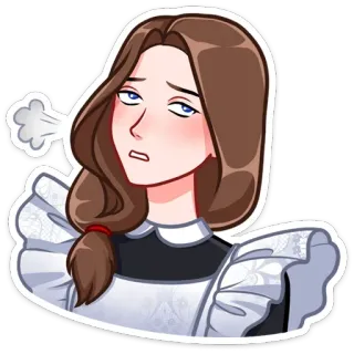 😕 Frau, erschöpft, müde, Magd, frustriert, Anime telegram sticker