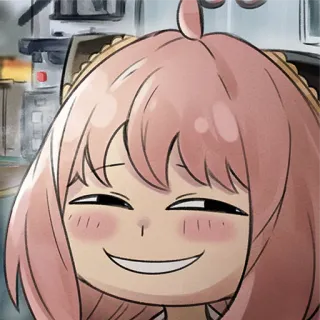 😏 Anya animé, fille, sourire, mignon, cheveux roses telegram sticker