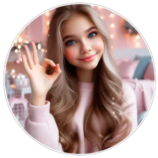 👌 cô gái, xinh, dễ thương, tóc vàng, ok whatsapp sticker