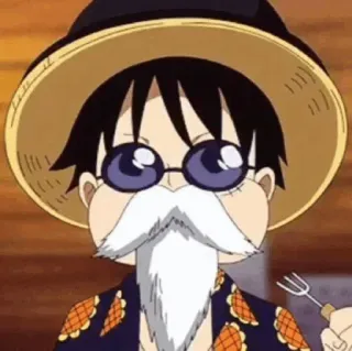 🙂 Monkey D. Luffy One Piece Аниме, Монки Д. Луффи, Ван Пис, Очки, Борода telegram sticker