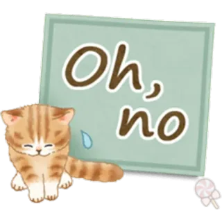🐱 Oh, no gato, triste, lindo, gatito, oh no, pegatina, dibujo animado whatsapp sticker