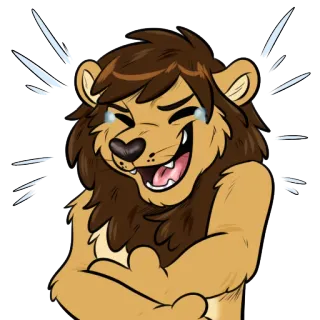 😂 Furry, León, Riendo, Dibujos animados, Antropomórfico telegram sticker