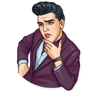 🤔 Elvis Presley 猫王, 埃尔维斯·普雷斯利, 音乐家, 歌手, 摇滚乐, 国王 telegram sticker