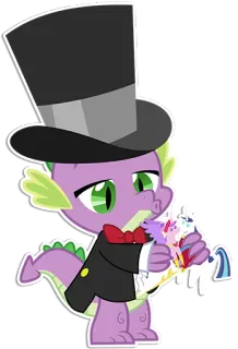 💞 Spike My Little Pony cartoon, dragon, top hat, tuxedo, my little pony, spike, cute telegram sticker
