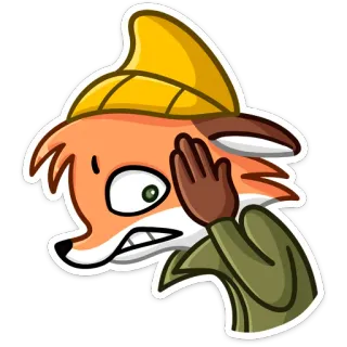 😐 rubah, kartun, binatang, karakter, terkejut, takut, hutan whatsapp sticker
