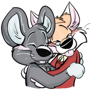 🐭 maus, fuchs, cartoon, umarmung, süß, freundschaft, tier telegram sticker