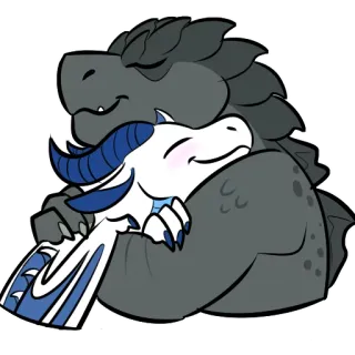 ❤ Drache, Umarmung, Liebe, Zuneigung, Cartoon telegram sticker