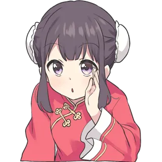😯 Anime, Mono, Chica, Vestido asiático, Dibujo animado telegram sticker