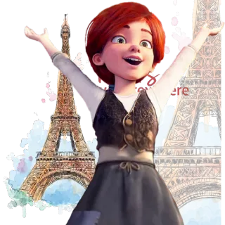 🤗 ballerina, Parigi, Torre Eiffel, danza, cartone animato whatsapp sticker