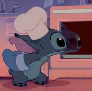 👨‍🍳 Stitch Lilo & Stitch disney, kok, koken, schattig, cartoon telegram sticker