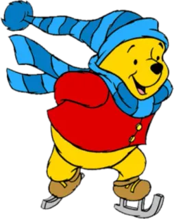 ⛸ Winnie the Pooh Ursinho Pooh, urso, inverno, patinação no gelo, cachecol, chapéu telegram sticker