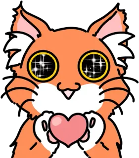 😍 Katze, Herz, Kawaii, Liebe, Tier, süß, glitzernd, orange Katze whatsapp sticker