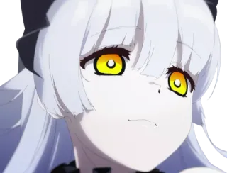 🙂 anime, female, character, yellow eyes, white hair, cartoon whatsapp sticker