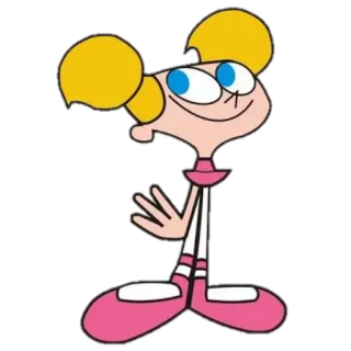 👩 Dee Dee Dexter's Laboratory мультфильм, Ди Ди, Лаборатория Декстера, блондинка, розовый whatsapp sticker