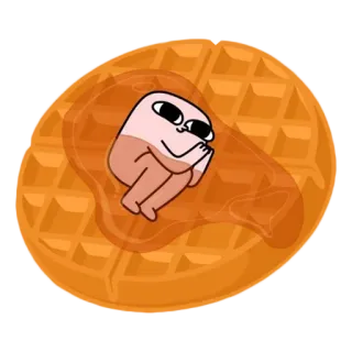 ☺️ วาฟเฟิล, น้ำเชื่อม, การ์ตูน, น่ารัก, อาหาร telegram sticker
