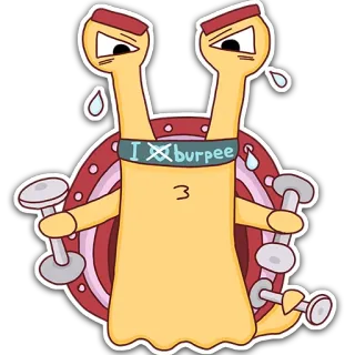 🏋 I  burpee caracol, fitness, exercício, haltere, desenho animado, treino telegram sticker