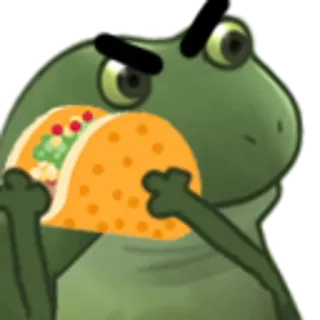 🌮 rana, taco, comiendo, dibujos animados whatsapp sticker