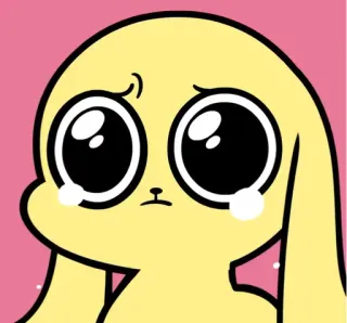 🥺 Dibujo animado, Mono, Triste, Llorando, Conejo, Amarillo, Pegatina telegram sticker