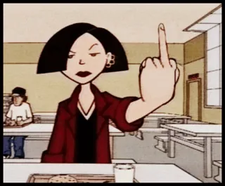 🍑 Daria Morgendorffer Daria Дарья, Мультфильм, Средний палец, Оскорбительный, Отношение, Саркастичный whatsapp sticker