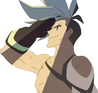 🙂 anime, saluto, capelli blu, sorridente, muscolo telegram sticker