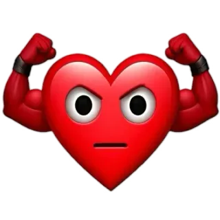 ❤️ trái tim, emoji, cơ bắp, mạnh mẽ, tình yêu, thể hình, phòng gym whatsapp sticker