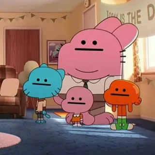 🎒 The Amazing World of Gumball Gumball, Darwin, Anais, Richard, Nicole, Familie Watterson, Cartoon, Die fantastische Welt von Gumball whatsapp sticker