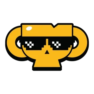 😎 skull, sunglasses, pixel art, yellow, cool, icon telegram sticker