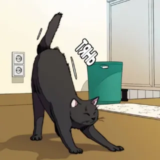🐈 тяһь Katze, Strecken, Schwarze Katze, Cartoon, Haustier whatsapp sticker