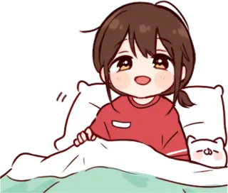 🥰 anime, cute, girl, cat, sleepy, bed telegram sticker