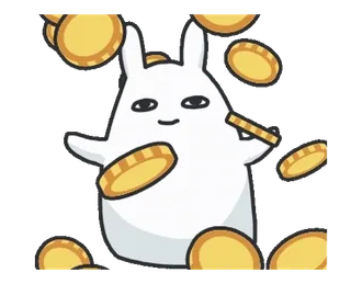 🪙 lapin, pièces, dessin animé, mignon, argent telegram sticker