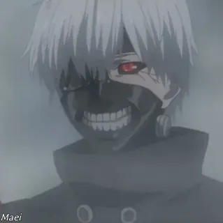 😡 Ken Kaneki Tokyo Ghoul Maei Anime, Ghoul, Maske, Rotes Auge, Gewalttätig whatsapp sticker