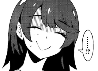 🤔 ......!? アニメ, マンガ, 女の子, 表情, 顔, コミック, 吹き出し whatsapp sticker