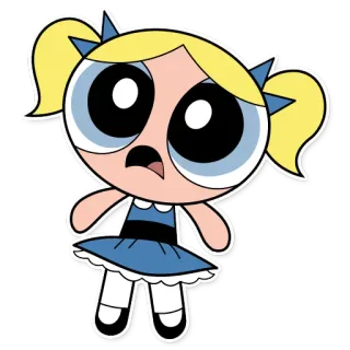 😮 Bubbles The Powerpuff Girls cartone animato, bolle, Le Superchicche, personaggio, ragazza telegram sticker
