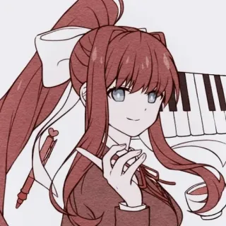 📄 Monika Doki Doki Literature Club! Anime, Jeu, Écolière, Ruban, Piano telegram sticker