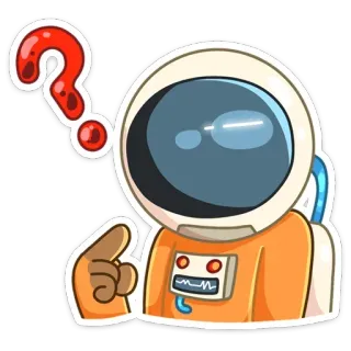 ❓ astronauta, ponto de interrogação, espaço, desenho animado, adesivo telegram sticker
