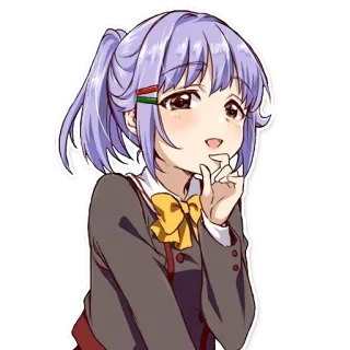🤔 garota anime, desenho animado, uniforme escolar, cabelo roxo, kawaii telegram sticker