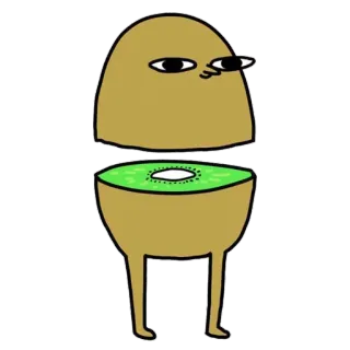 🙂 キウイ, フルーツ, 漫画, キャラクター, 食べ物, 面白い, ミーム telegram sticker
