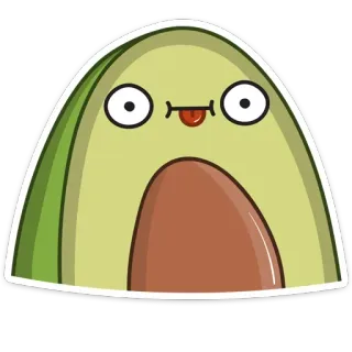 😋 Avocat, Dessin animé, Mignon, Nourriture, Drôle, Autocollant telegram sticker